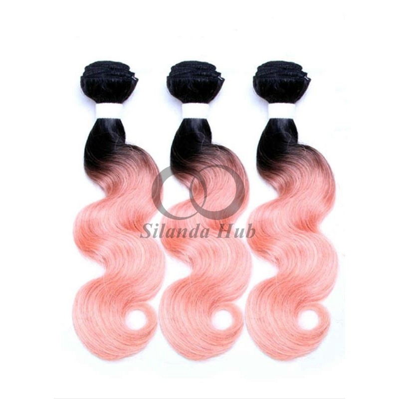 #T1B/Pink Body Wave Remy Human Hair Bundles Sew In Weave Bundles Brazilian Bundle Deals