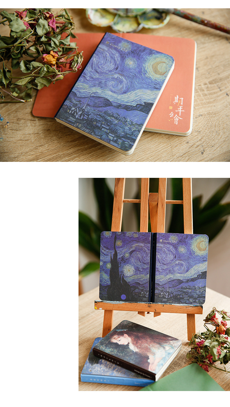 Retro Van Gogh Oil Painting Notepad Artistic Literary Notebook for Business Promotion