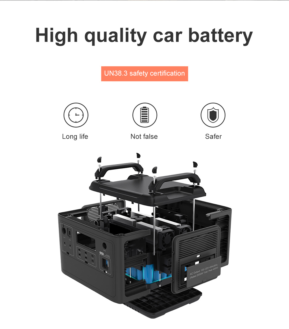 Indoor Lithium Portable Power Station For Tesla Rechargeable Tailgating 110V 220V 2000W