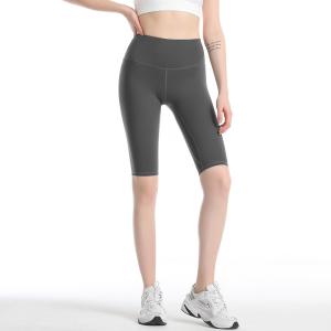 Quality Double-sided brocade sanded high-bounce nude sense fitness pants high waist peach hip five points tight yoga shorts woma wholesale