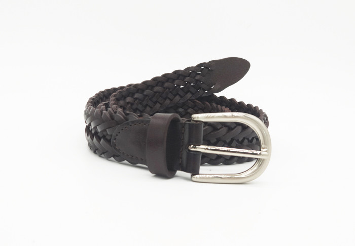 Red Braided Leather Belt Womens For Jeans And Dress / Pin Buckle Belt