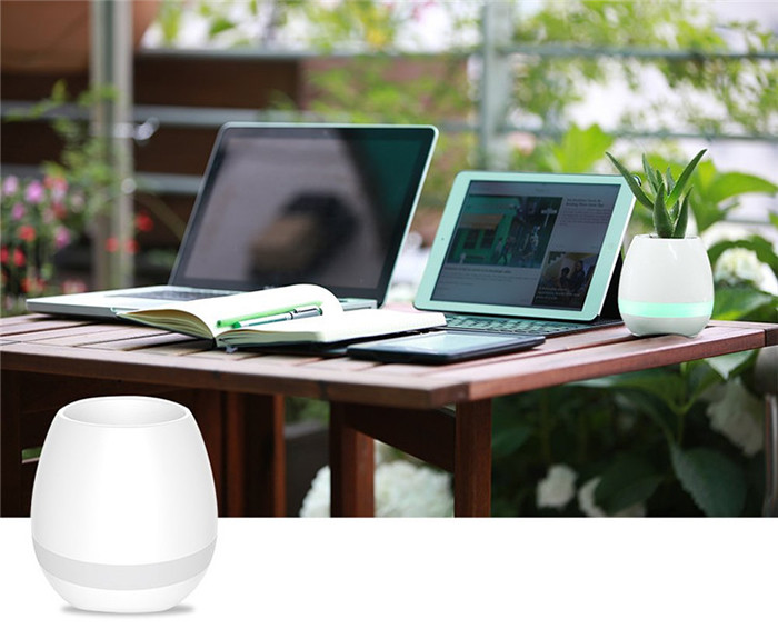 Flower Pot Music Bluetooth Speaker Smart Touch Plant Lamp Rechargeable Li Battery