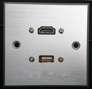 Quality HDMI &amp; USB Aluminum Alloy Wall Plate , Electrical Wall Socket For Hotel / Home wholesale