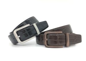 Quality Men Reversible Buckle Belt Croc Pattern Leather , Curved Dress Strap wholesale