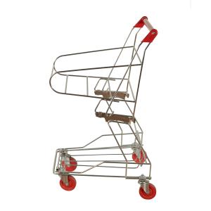 Quality Zinc Hand Push 4 Wheels Shopping Basket Trolley Powder Coating With Printing Logo wholesale