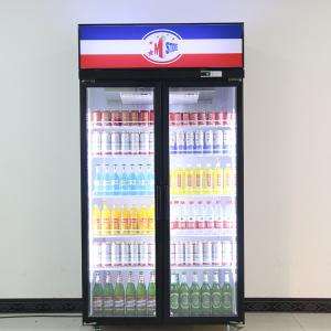 Quality Black 1000L 2 Glass Door Convenience Store Display Cooler wholesale