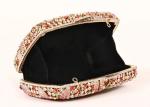 Elegant Bling Women Clutch Gold Purse With Flower Rhinestone Crystal