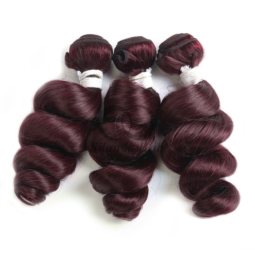 #99J Dark Wine Loose Wave Remy Human Hair Bundles Sew In Weave Bundles Brazilian Bundle Deals