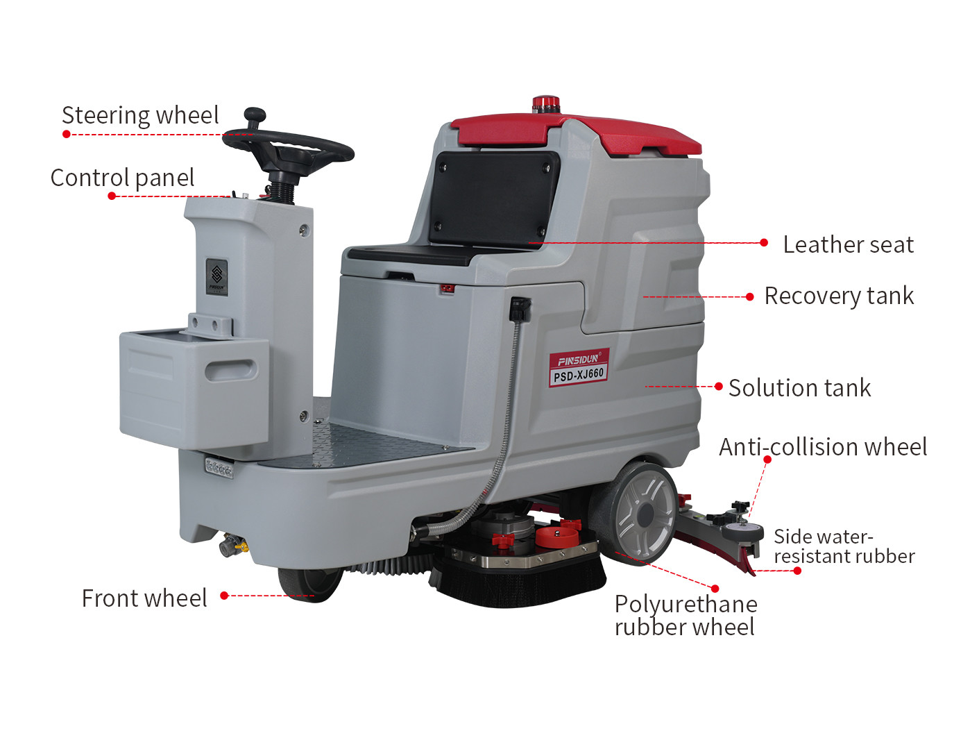 Industrial Automatic Cordless Ride On Floor Sweeper Scrubber Cleaning Machine