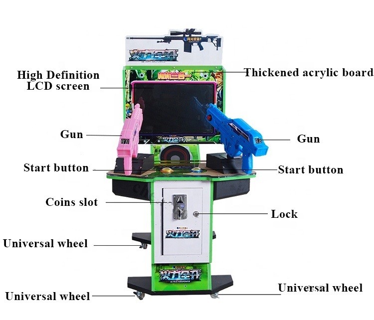 Ultra Fire Power Kids Arcade Machine , 3 IN 1 Simulator Gun Shooting All In One Arcade Machine