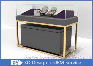 China Gray Gold Stain Steel Jewelry Display Cabinet Showcase With Light 1200 X 550 X 950MM on sale