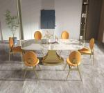 201 Stainless Steel Gold Collection luxury dining table 6 seater Shaped Base