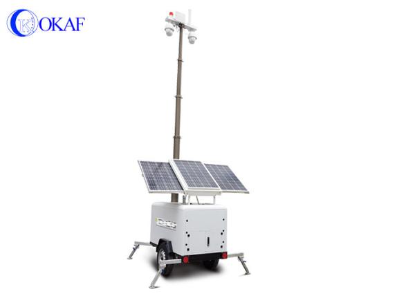 Solar Panels Mobile Sentry Video Surveillance Trailer Semi - Permanent