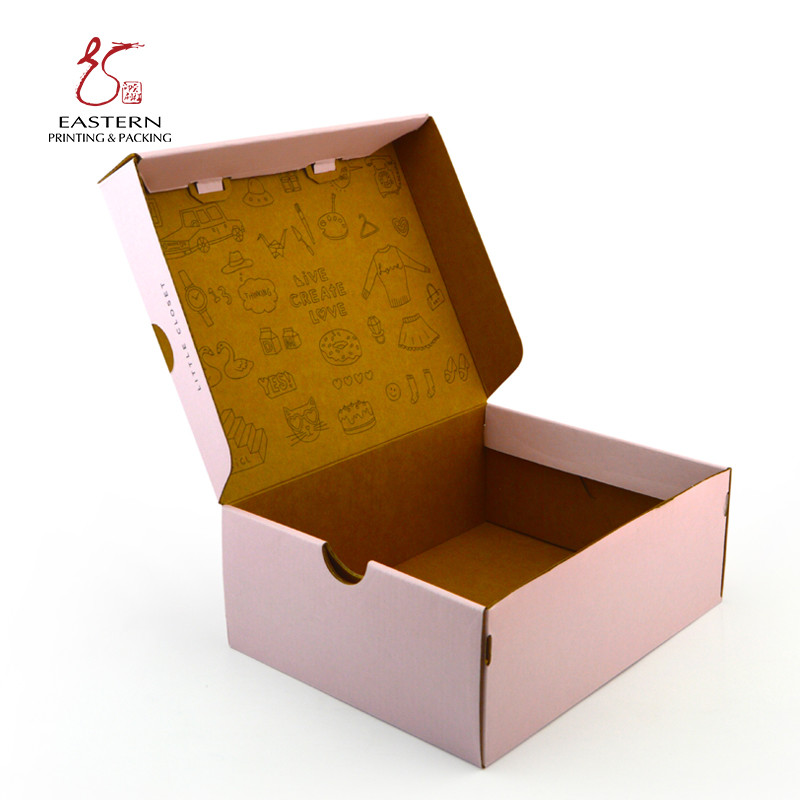 1pc Pink Corrugated Shoe Box Packaging CMYK Pantone With Kraft Inside