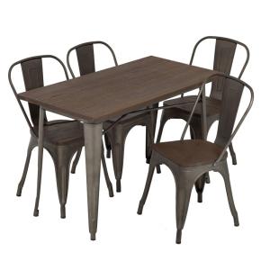 Quality Durable Steel Restaurant Dining Table Set With 4 Chairs Powder Coating wholesale