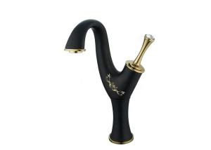 Quality 0.6 - 1.0Mpa Home Depot Faucets Black Gold Polished Zinc Lavatory Basin Mixer wholesale