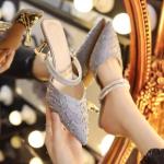 Women S Dress Shoes In Apricot Color With Chunky Heel And Strap Design For Job