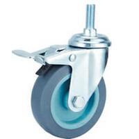 Quality Thread Screw Swivel Grey TPR Caster with total brake 2&quot;-5&quot; light medium duty themopplastic rubber Castor Moving wheel wholesale