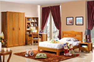 Quality modern Zingana wood children single bed room set furniture wholesale