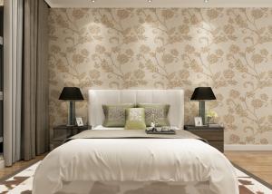 Quality Khaki Color 3D Floral Wallpaper for Wall Decoration / PVC Wall Coverings wholesale