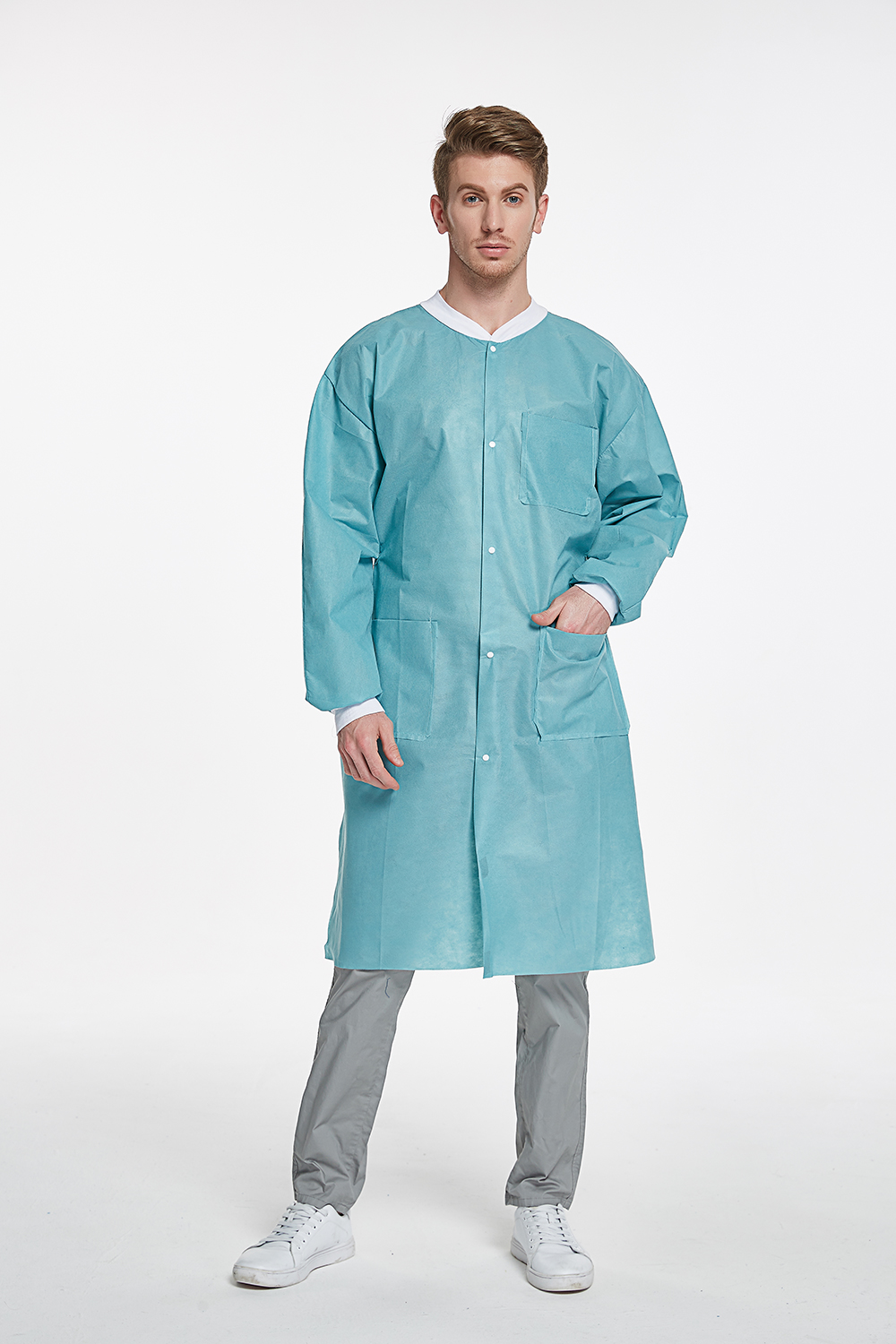 V Neck Disposable Nursing Scrubs Short Sleeves Disposable Scrubs Sets
