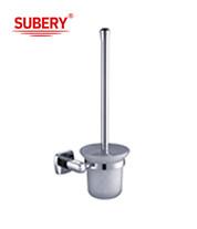 Quality OEM Brass Toilet Brush Holder Glass Bathroom Chrome With Curve Design wholesale