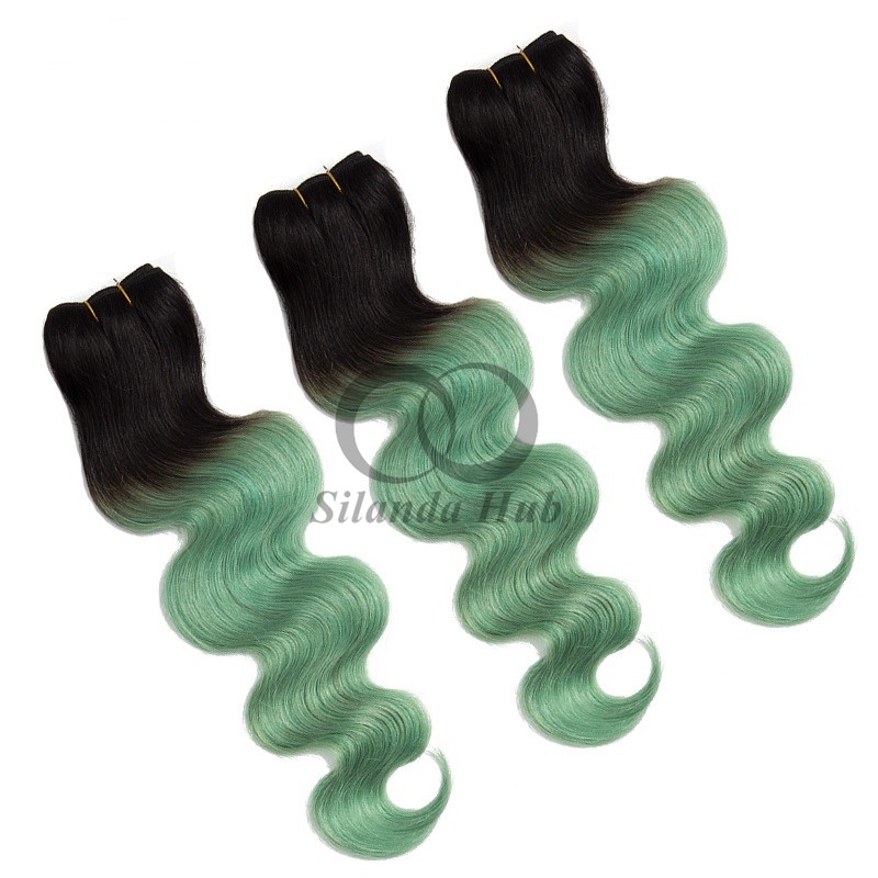#T1B/Green Body Wave Remy Human Hair Bundles Sew In Weave Bundles Brazilian Bundle Deals