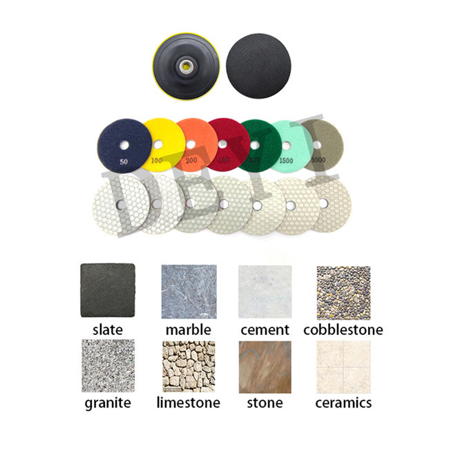 CE Flexible Dry Polishing Pads For Granite Marble 100mm