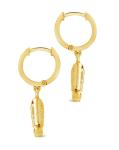 Cowboy Boot Micro Delicate Brass Drop Earrings White CZ Stone Brass Dangle