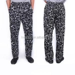 Quality Printed Elastic Waistband Kitchen Cooking Chef Pants Worker Uniforms Print Chef Pants wholesale