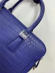 Authentic Crocodile Belly Skin Matt Finished Businessmen Blue Briefcase Genuine