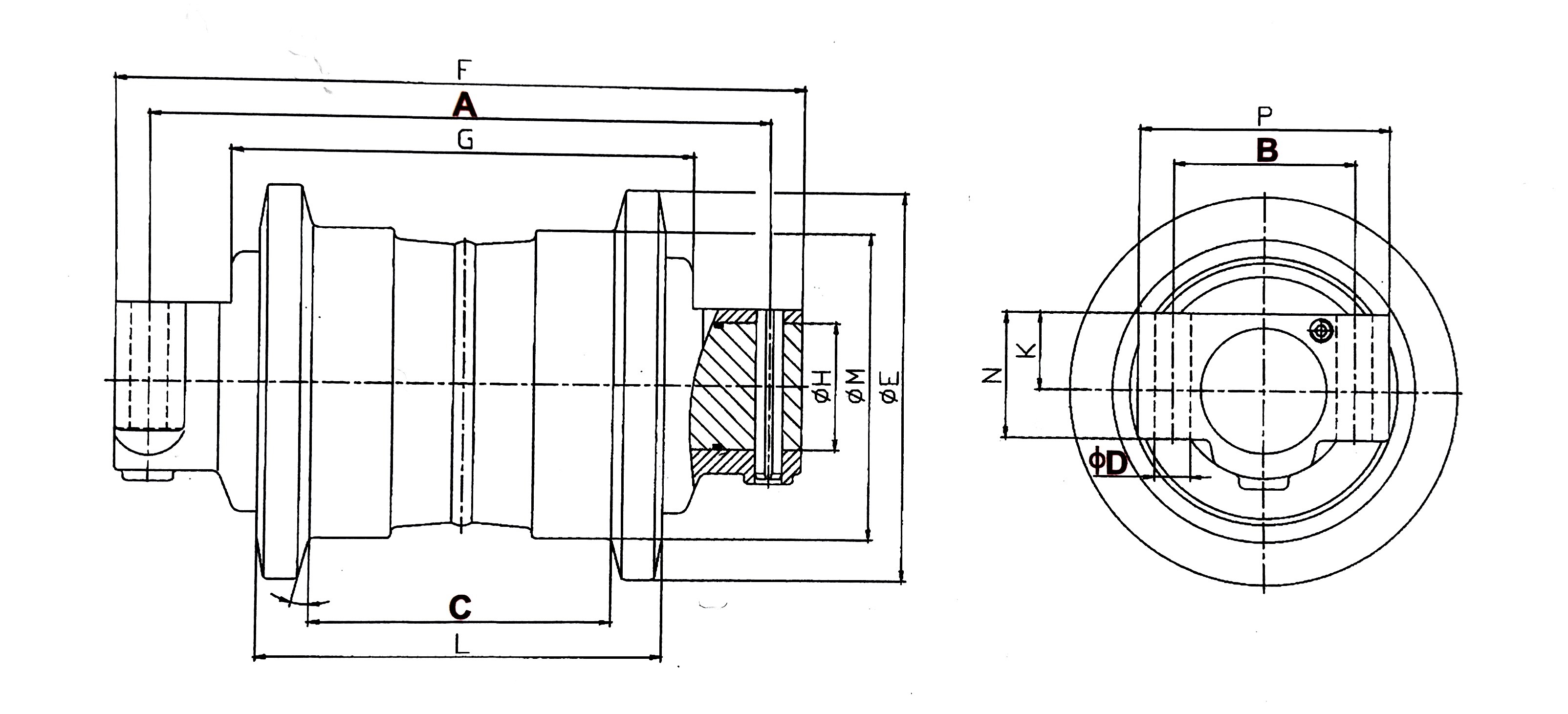 EX55/EX400 HRC53-57 8-12MM Bulldozer Track Roller For Undercarriage Parts 9129347