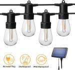 Shatterproof 49FT 15pcs Hanging Solar Bulb String Lights
