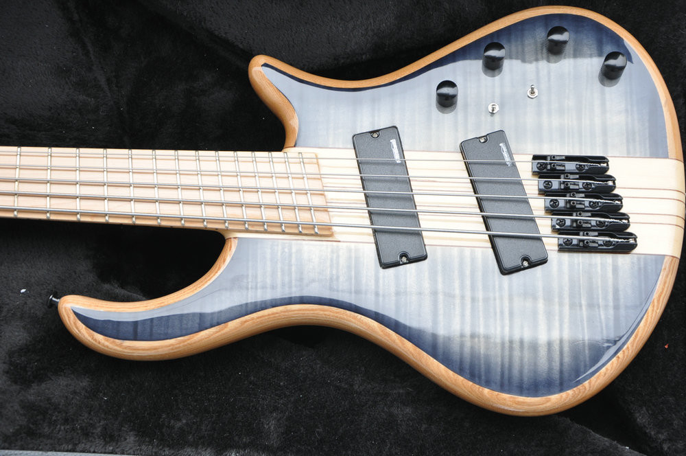 5 string custom bass guitar fanned frets electric bass guitar neck through body
