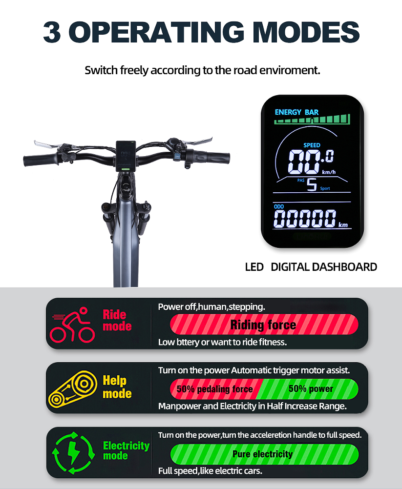 Weldless Frame Electric Fat Tire Bike Full Suspension 750W 26 Inch Fat Tire Electric Bike