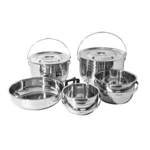 Quality High Quality 9 Pieces Stainless Steel Outdoor Tableware Set Camping Cooking Pot Sets Outdoor Cookware Sets wholesale