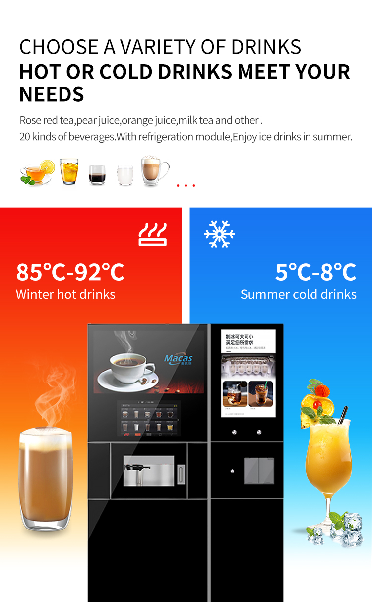 Bean-to-Cup Excellence With Ice Maker Floor Standing Coffee Machine For Offices