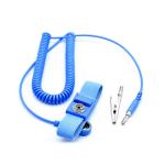 Adjustable Blue Anti Static ESD Wrist Strap PVC With Coil Cord