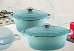 Non-Stick 2.4L Cast Iron Dutch Oven Two Handles Cast Iron Casserole Pot