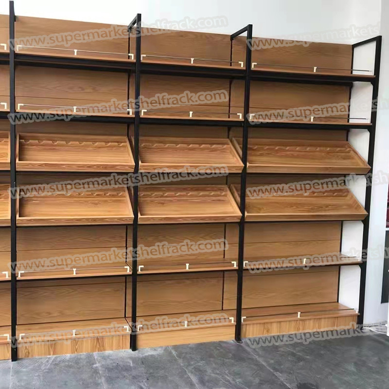 Wood Grain Supermarket Gondola Display Commercial 60kg / Layer