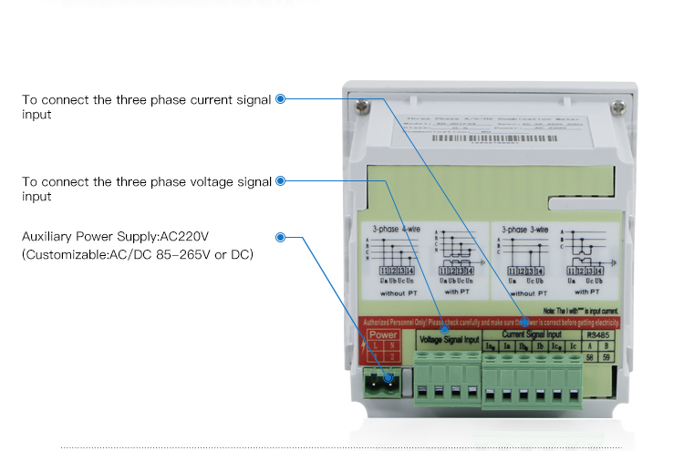 3 phase digital ammeter and voltmeter combination meter 96*96