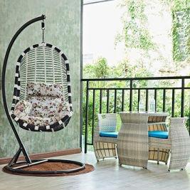Quality Balcony Small Table Chair Combination in Simple Style with Optional Red Rattan Color wholesale