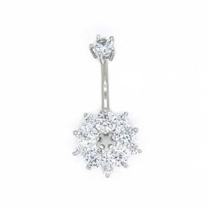 Quality Clear Zircons Round Surgical Steel Belly Button Rings 12mm Flower Belly Bar wholesale