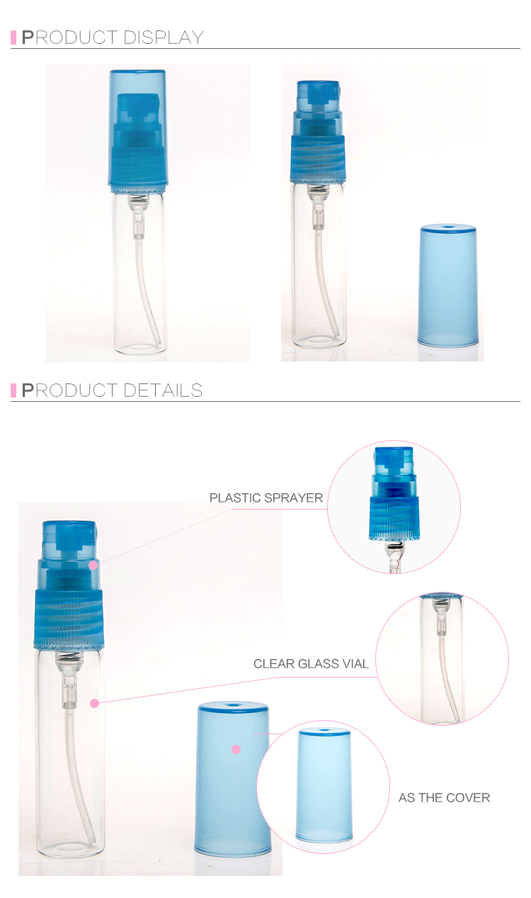 5ml (3ml~10ml) mini glass perfume spray vials with plastic sprayer