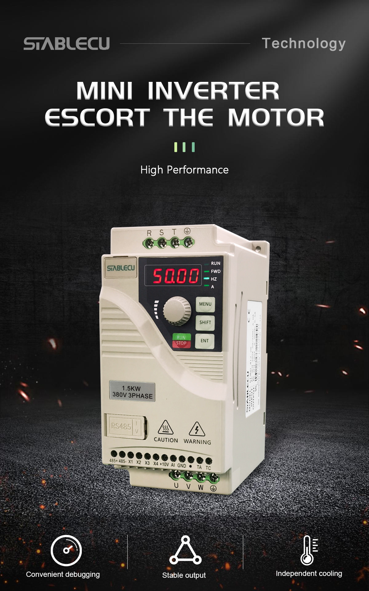 220V Three Phase Output Micro Drive VFD Variable Frequency Drive 0.75KW