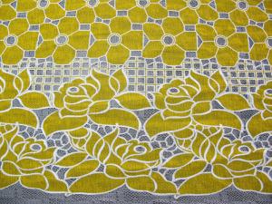Quality Cotton Yellow Polyester Lace Fabric Floral with Eco-friendly Dyeing(CY-DK0032) wholesale