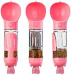 4 In1 Portable Leakproof Pink Dog Water Bottle With Food Container & Waste Bag
