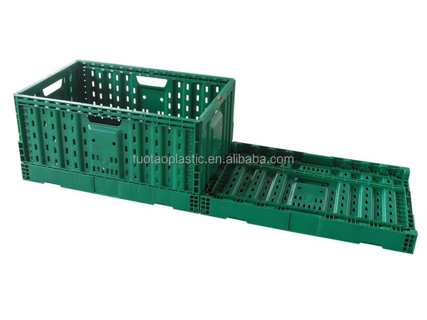 Green 600x400x300mm Folding PP Mesh Plastic Crate for Storing Fruits and Vegetables