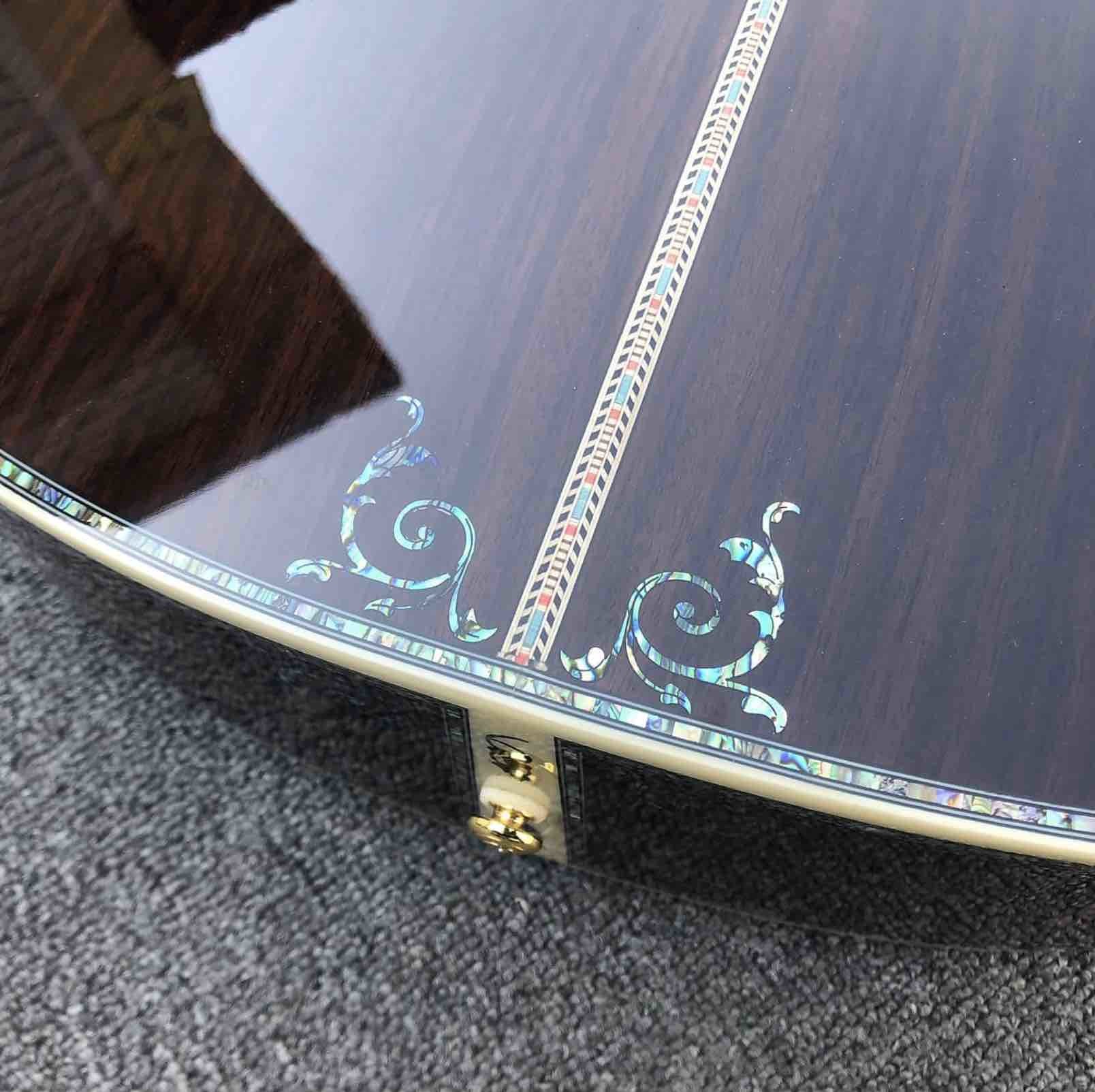 Real Abalone inlays Sunburst Solid spruce top 41 inch D style Acoustic Guitar with ebony fingerboard