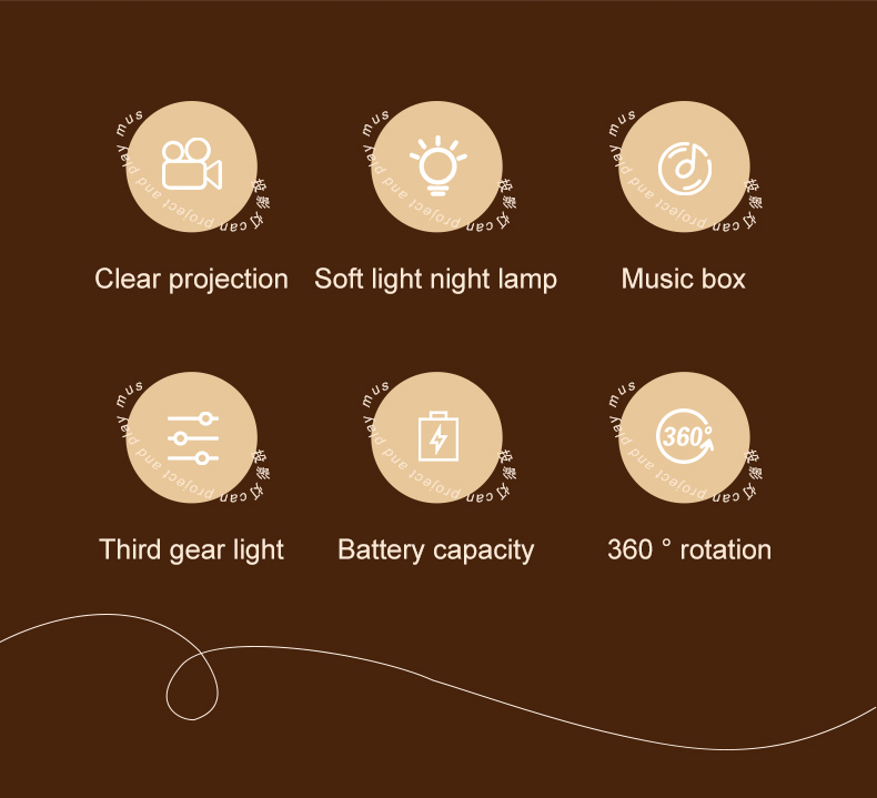 2022 Creative Gift 360 degree Rotating Watchtower Projection lamp 1500mAh Rechargeable sleeping Night Light Music Box Fo